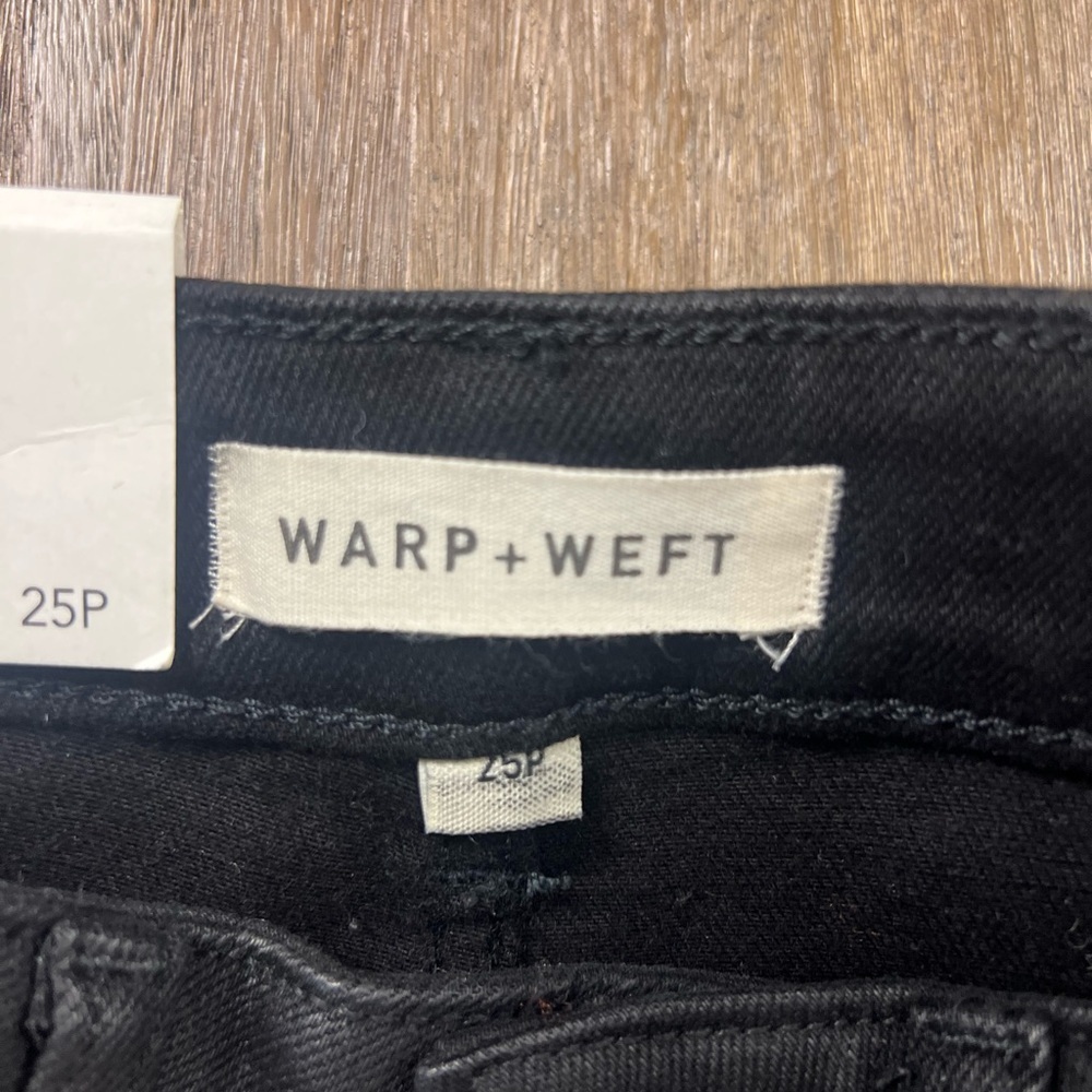 Warp + Weft Nce Nice Cote Wide Leg Jeans Noir Wax Coated Black Size 25p Nwt — image 7 of 8